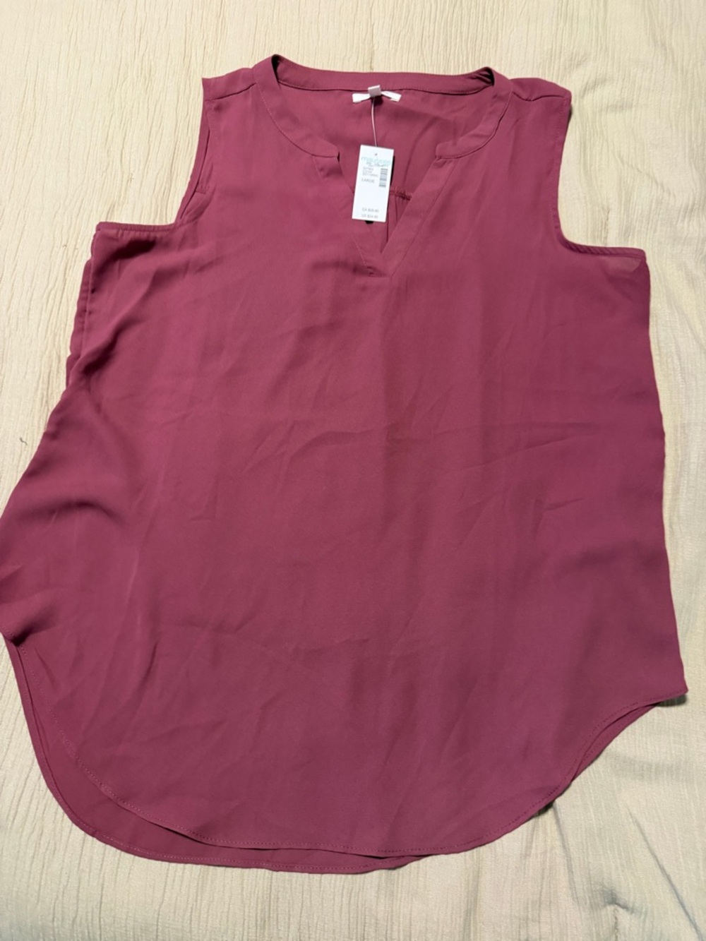 Maurices Sleeveless V-Neck Blouse in Berry